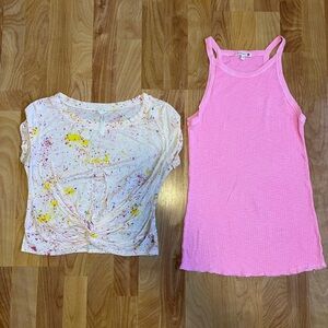 Bundle Free People Movement cotton twist tee & Sundry tank sz XS/S Vacation vibe